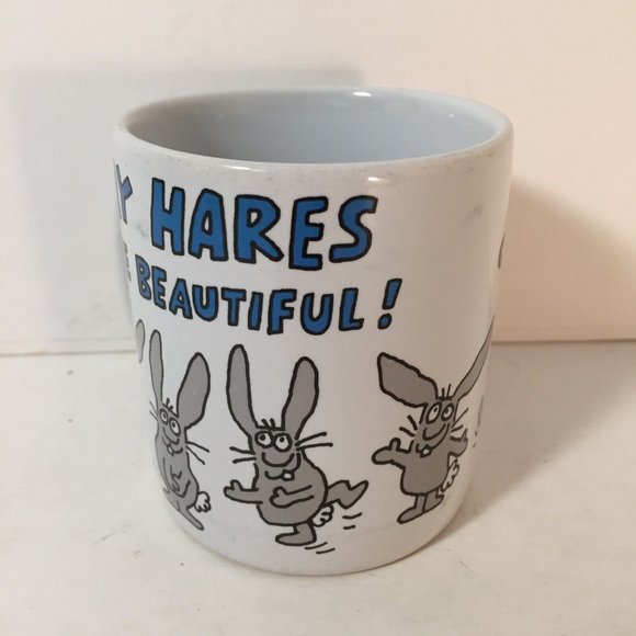 Gray Hares Coffee Tea Mug Cup Can Be Beautiful Aging Bunny Rabbits Carlton USED - Picture 5 of 6